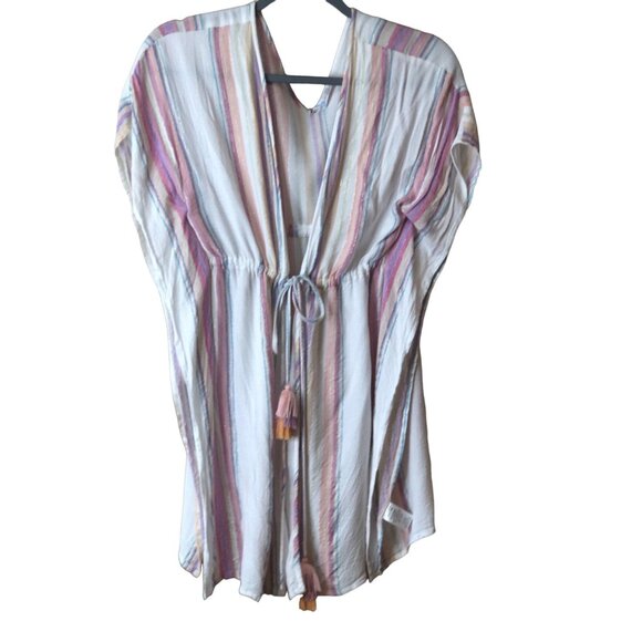 Altar'd State Swim Cover Up Size Small Drawstring Tassel Pastel Metallic Poolsid - Picture 1 of 7